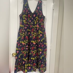 LANDS' END - Women's Cotton Modal Embellished Trim Maxi Dress vneck